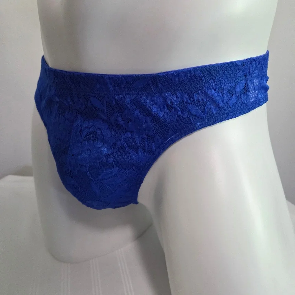 Cosabella Men Luxury Italian Floral Lace G-String Designer Premium Cobalto Blue